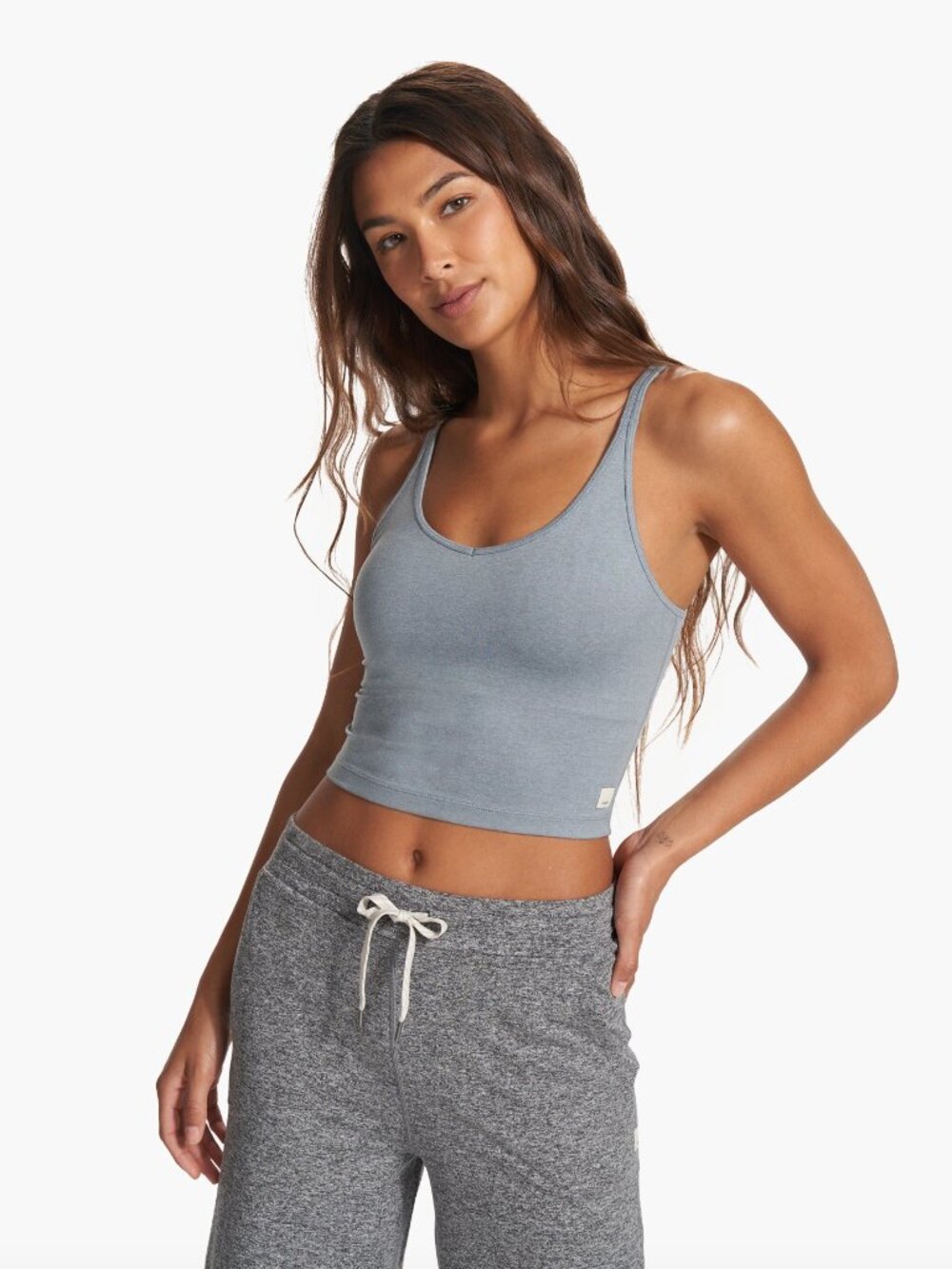 Vuori Halo Performance Crop | Size S , Flint Heather Pale Blue